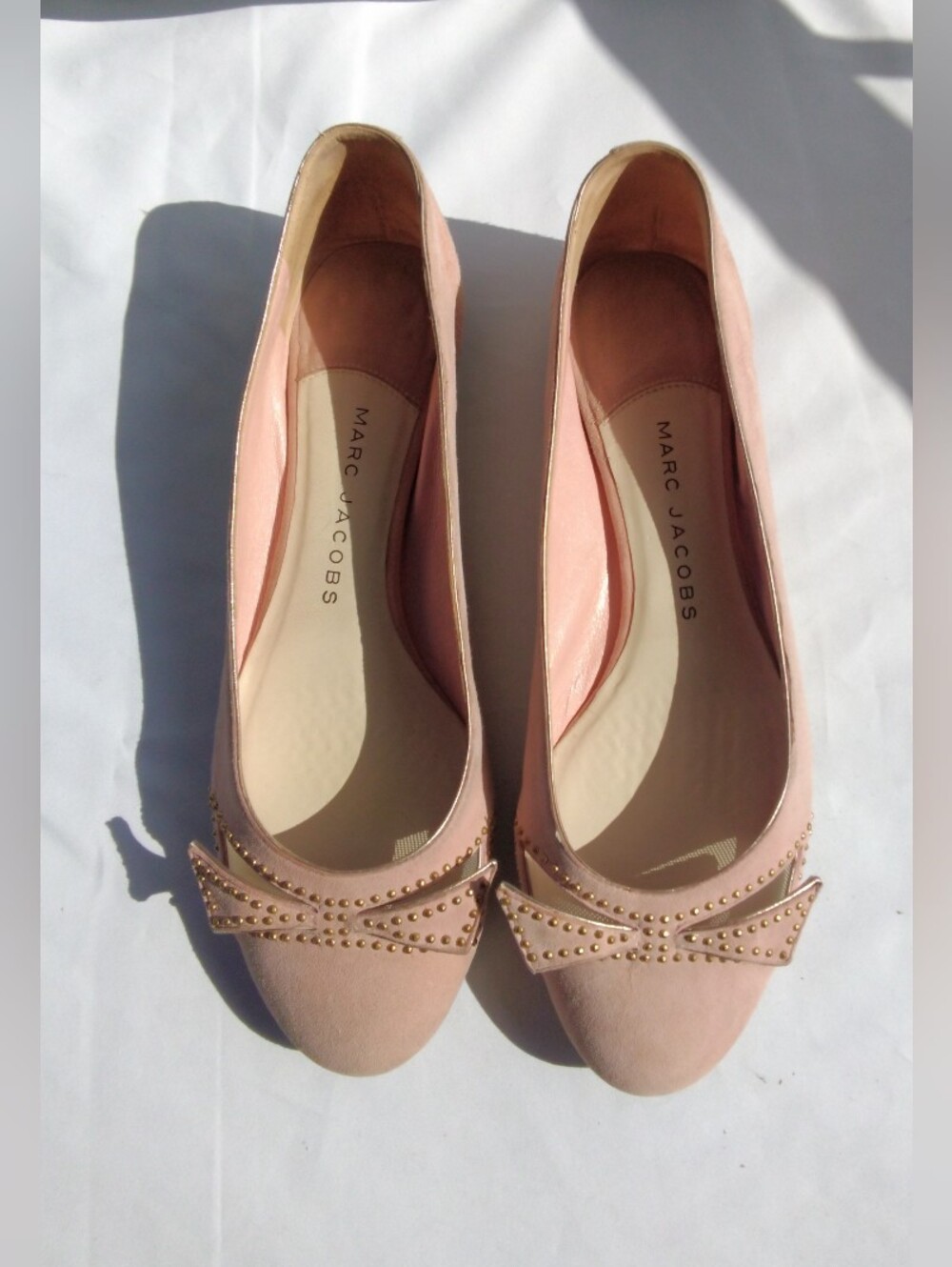 Marc Jacobs Vintage Blush Studded Bow Flats,  Womens size EU 38
